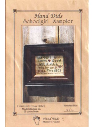 Hand dids schoolgirl sampler counted CrossStitch 4 x 6 finished size