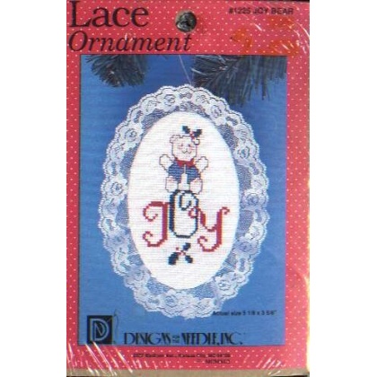 Lace ornament Joy Bear, 5 1/8 inch x 3 5/8 inch