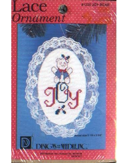Lace ornament Joy Bear, 5 1/8 inch x 3 5/8 inch