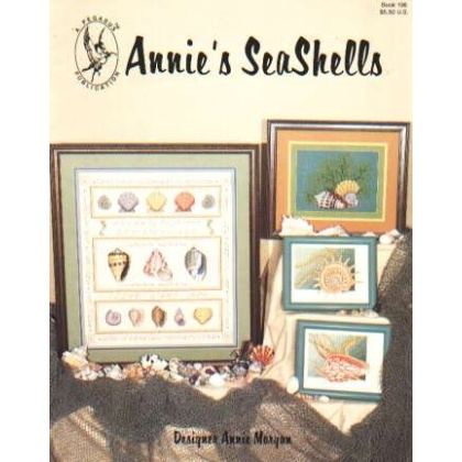 Annie's Seashells, 4 designs by Annie Morgan (cone shell, carrier shell, shell grouping, sea shell sampler, 24 count Congress cloth by Sweigart. Stitched using 3 strangs of floss 198