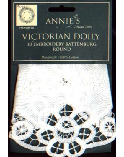 Annies collection Victorian Doily 10 inch embroidery Batternburg round, 100% cotton