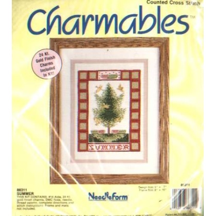 Charmables SUMMER CrossStitch kit, 5x7 with 24kt gold charms included!