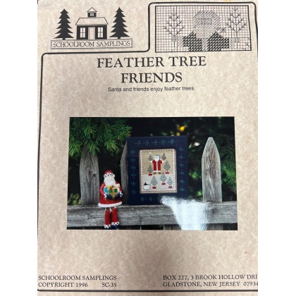 Feather tree friends, Santa and friends enjoy feather trees CrossStitch leaflet