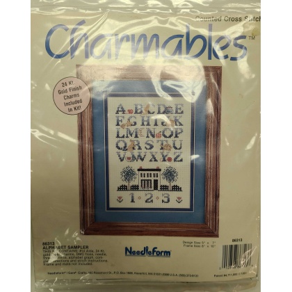 Needleform charmables counted crossstitch alphabet sampler