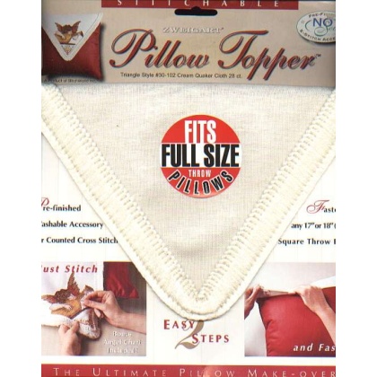 Pillow topper, stitchable triangle style Cream quaker cloth28 ct.