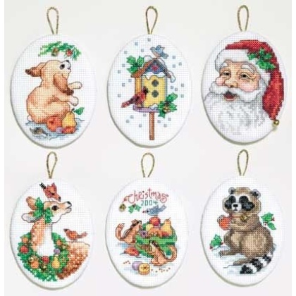 Santa & Animals Ornaments (6) counted CrossStitch kit