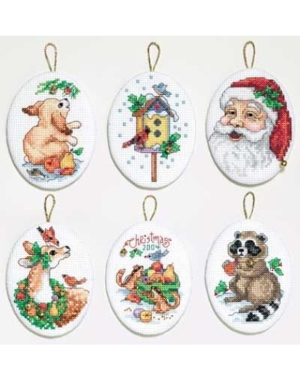 Santa & Animals Ornaments (6) counted CrossStitch kit