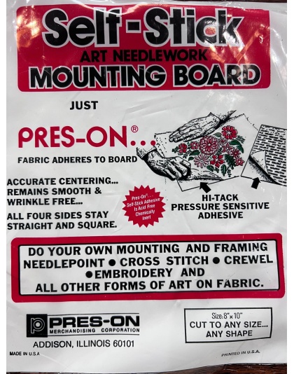 Self-stick art needlecraft mounting board, pres-on, size 8x10 cut to any shape