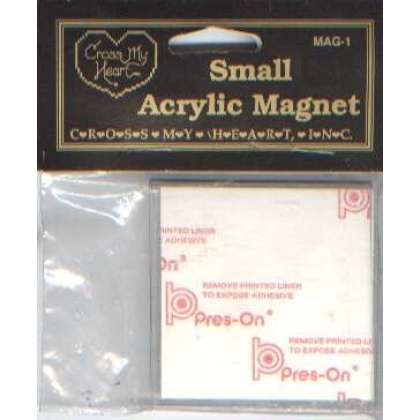 Small Acrylic magnet by Cross my heart 2 1/2 x 2 1/2 inch with press on backing board