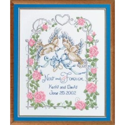 Wedding Doves Stamped CrossStitch Kit 13x15