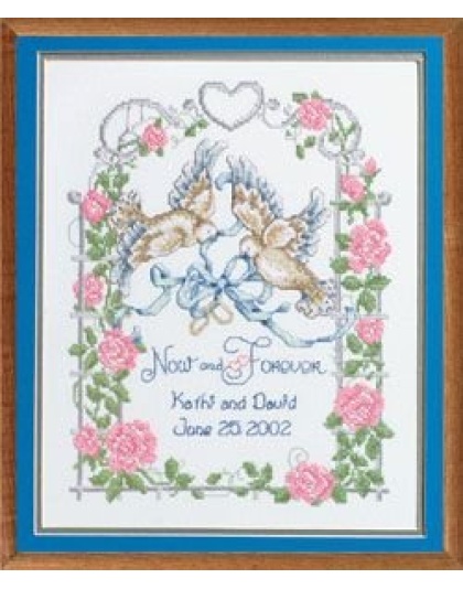 Wedding Doves Stamped CrossStitch Kit 13x15