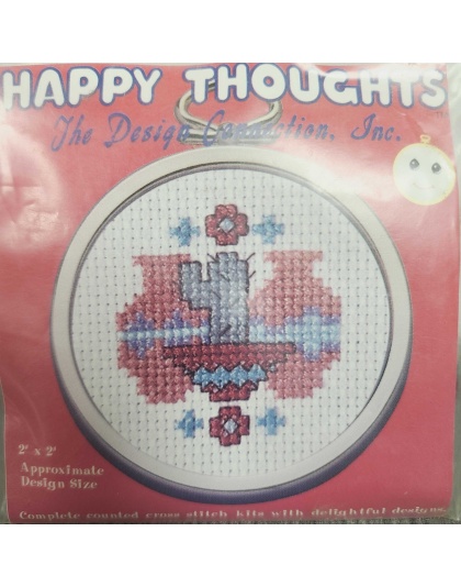 Happy thoughts 2in x 2in complete cross-stitch kit