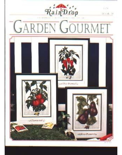 Raindrop designs, GARDEN GOURMET CrossStitch BOOK 21 pages!