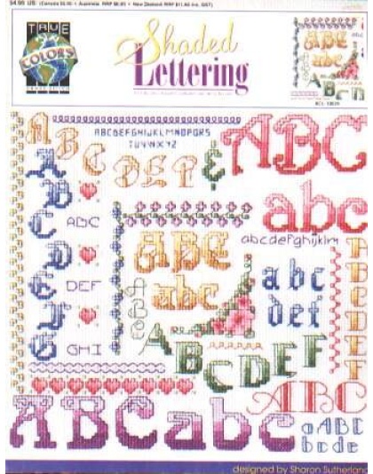 Shaded lettering crossstitch booklet, collection of 12 alphabets & 30 borders LAST ONE