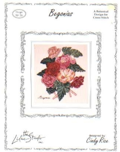 Begonias a botanical design for CrossStitch chart leaflet 36