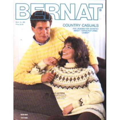 Country casuals, 5 designs for worsted weight yarns featuring Cameo, 600