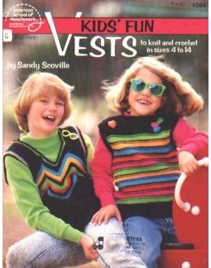 Kids fun VESTS to knit and crochet, 1084 **LAST ONE**