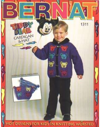 Teddy bear cardigan and hat, instructions included knitting book 1311