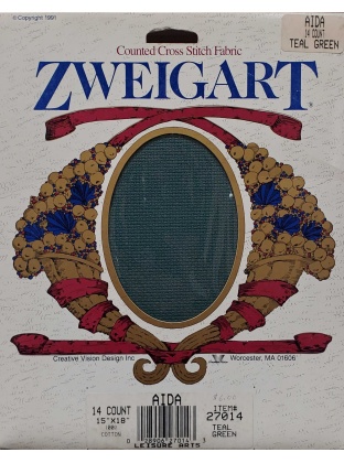 Zweigart Teal Green counted crossstitch fabric 14 count