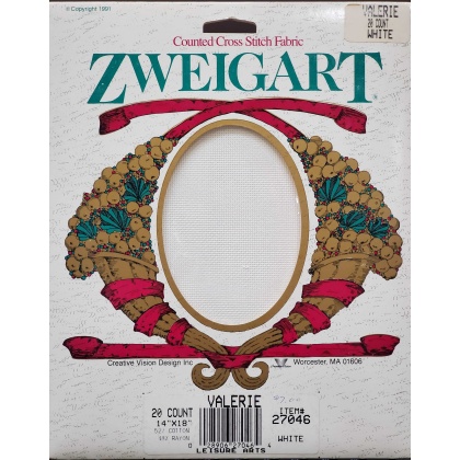 Zweigart White counted crossstitch fabric 20 count