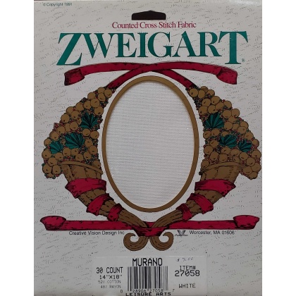 Zweigart White counted crossstitch fabric 30 count