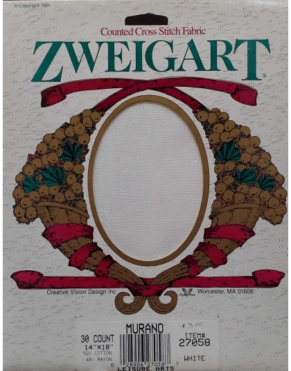 Zweigart White counted crossstitch fabric 30 count