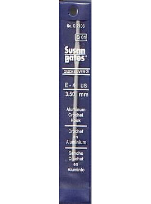 Aluminum crochet hook E-4, 3.50 mm, Quicksilver Susan Bates Q01 No. Q2106