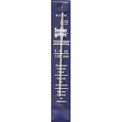 Aluminum crochet hook E-4, 3.50 mm, Quicksilver Susan Bates Q01 No. Q2106