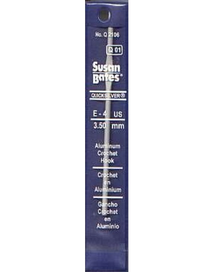 Aluminum crochet hook E-4, 3.50 mm, Quicksilver Susan Bates Q01 No. Q2106