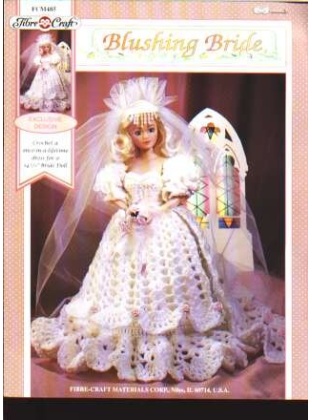 Blushing bride crochet dress for 14.5 inch bride doll, fcm485