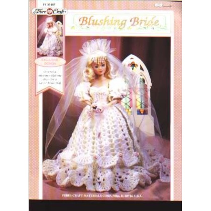 Blushing bride crochet dress for 14.5 inch bride doll, fcm485