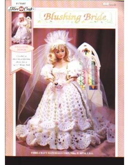 Blushing bride crochet dress for 14.5 inch bride doll, fcm485