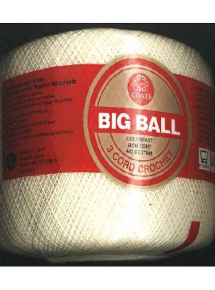 Coats Big ball 3 cord crochet color 0042 CREAM size 30 500 yards