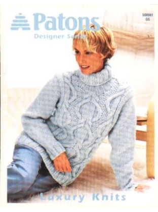 Designer series, luxury knits, cables, coat, scar cowl, vest 500981