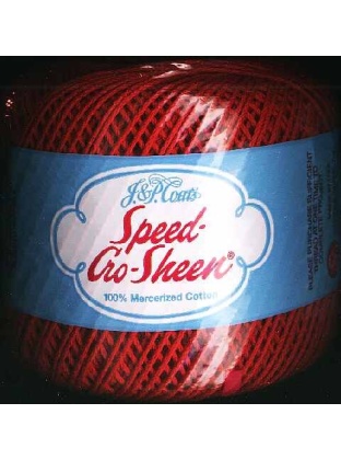 JP Coats speed cro-sheen color 126 spanish red 100 yds size 3