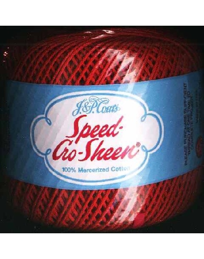 JP Coats speed cro-sheen color 126 spanish red 100 yds size 3