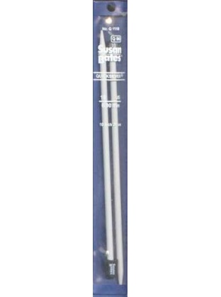 Quicksilver Susan Bates 10 inch Single Point Needles size 10, set of 2 heat-treated aluminum alloy shaft coated with a grey powder finish
