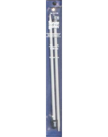 Quicksilver Susan Bates 10 inch Single Point Needles size 10, set of 2 heat-treated aluminum alloy shaft coated with a grey powder finish