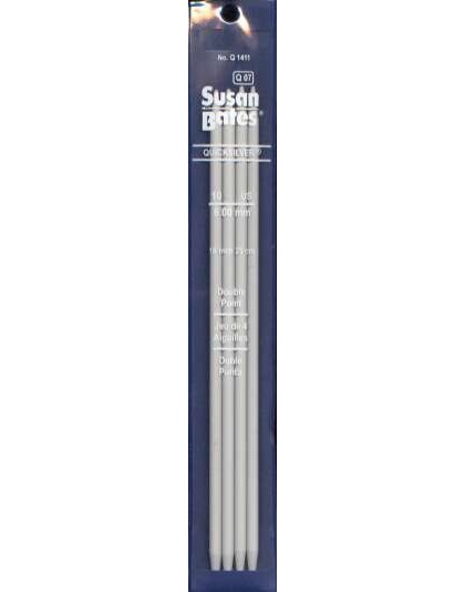 Quicksilver Susan Bates 10 inch Single Point Needles size 10, set of 4 heat-treated aluminum alloy shaft coated with a grey powder finish