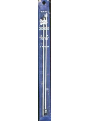 Quicksilver Susan Bates 10 inch Single Point Needles size 2, 2.75mm set of 2 heat-treated aluminum alloy shaft coated with a grey powder finish