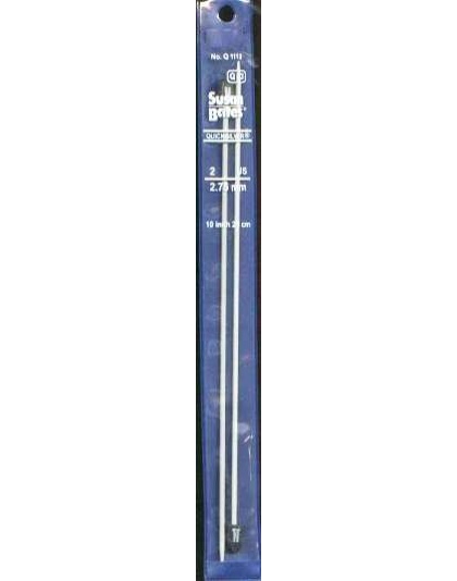Quicksilver Susan Bates 10 inch Single Point Needles size 2, 2.75mm set of 2 heat-treated aluminum alloy shaft coated with a grey powder finish