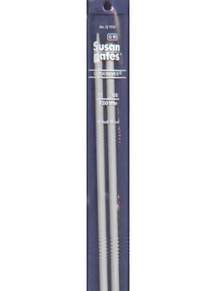 Quicksilver Susan Bates 14 inch Single Point Needles size 11 heat-treated aluminum alloy shaft coated with a grey powder finish