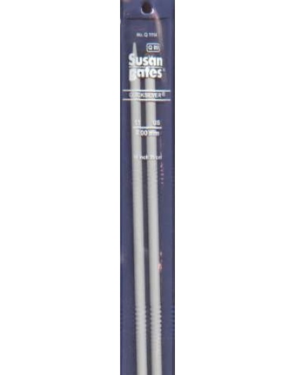 Quicksilver Susan Bates 14 inch Single Point Needles size 11 heat-treated aluminum alloy shaft coated with a grey powder finish