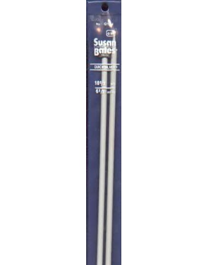 Quicksilver Susan Bates 14 inch double Point Needles size 10 1/2, heat-treated aluminum alloy shaft coated with a grey powder finish