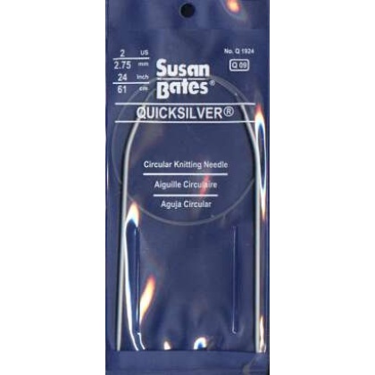 Quicksilver Susan Bates 24 inch, size 2 circular knitting needle Q09