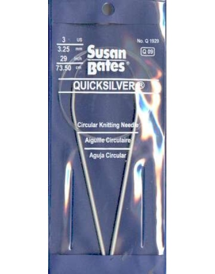 Quicksilver Susan Bates 29 inch, size 3 circular knitting needle Q09