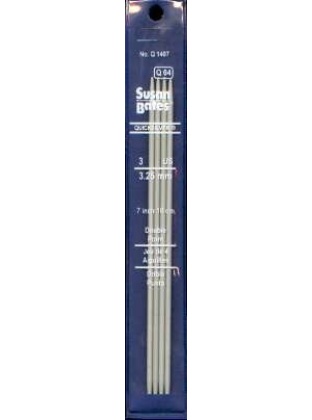 Quicksilver Susan Bates 7 inch double Point Needles size 3, set of 4 heat-treated aluminum alloy shaft coated with a grey powder finish