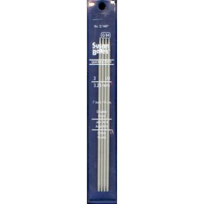 Quicksilver Susan Bates 7 inch double Point Needles size 3, set of 4 heat-treated aluminum alloy shaft coated with a grey powder finish