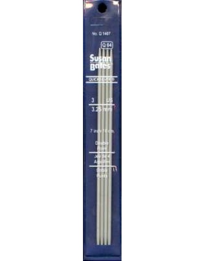 Quicksilver Susan Bates 7 inch double Point Needles size 3, set of 4 heat-treated aluminum alloy shaft coated with a grey powder finish