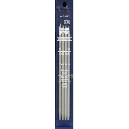 Quicksilver Susan Bates 7 inch double Point Needles size 8, set of 5 heat-treated aluminum alloy shaft coated with a grey powder finish
